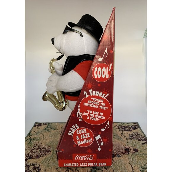 Coca-Cola Musical Polar Bear Jazz Band Sax Player Christmas Decor Music Works - Picture 6 of 14